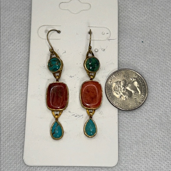 NWOT Designer Studio Barse Genuine Multi Gemstone Dangle Earrings - Picture 6 of 7